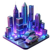 impressive creative A futuristic cityscape at night, flying cars weaving through skyscrapers, neon signs illuminating the scene, vibrant and dynamic, cyberpunk style 4K png