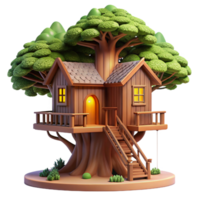 ethereal pristine Treehouse built into giant sequoia, warm evening light, rustic style, digital art, 8K png