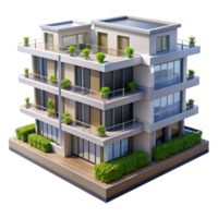 üppig still industriell ein modern Wohnung Gebäude, Balkon Gardens, nachhaltig die Architektur, architektonisch Wiedergabe, meisterhaft gefangen png