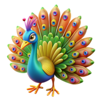exquisite remarkable A colorful peacock displaying its feathers, vibrant colors and intricate details, in a decorative style png