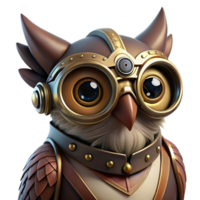 timeless rustic A close up portrait of a steampunk owl, goggles and intricate brass mechanisms, dark, moody lighting, hyperrealistic style 8K png