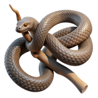 unparalleled art deco A slithering snake coiled around a branch, close up shot with detailed scales, in a realistic style flawless png