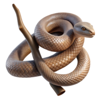 magnificent standout A slithering snake coiled around a branch, close up shot with detailed scales, in a realistic style png