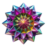 calm radiant A kaleidoscope of fragmented geometric shapes in vibrant jewel tones, illuminated by a rotating spotlight, abstract expressionist style premium png