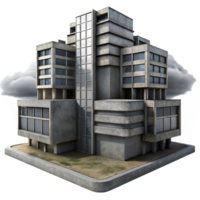 pristine distinctive A Brutalist concrete apartment complex, harsh shadows, overcast sky, dystopian atmosphere, photorealistic, png