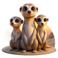 vibrant standout A family of meerkats huddled together in the desert at dawn, warm, earthy tones, photorealistic style png