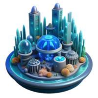 reflective splendid A futuristic city built underwater, bioluminescent coral reefs, underwater lighting, science fiction style authentic png