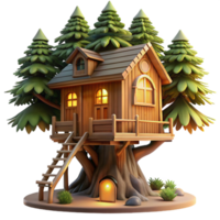 glorious standout Treehouse built into giant sequoia, warm evening light, rustic style, digital art, png
