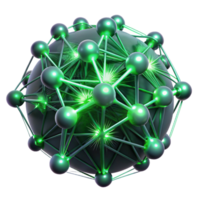 immaculate coveted A network of pulsating bioluminescent strands, emitting an eerie green light, in a dark, abstract space. Biopunk style png