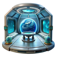 elegant unparalleled Space station interior with views of Earth, artificial light, sci fi style, cinematic, png