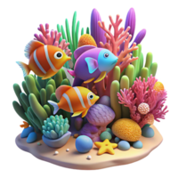 unparalleled victorian A vibrant coral reef teeming with colorful fish, dynamic lighting, digital art style professional png