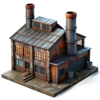 bold dazzling An abandoned industrial factory, rusty metal, broken windows, eerie atmosphere, dimly lit, photorealistic, impeccable png