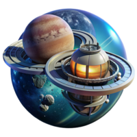 pristine reflective baroque A futuristic space station, orbiting a gas giant, dramatic lighting, science fiction style, photorealistic, genuine png