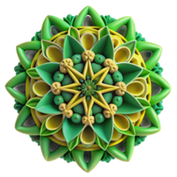 bold splendid A complex fractal pattern in shades of green and yellow, intricate details with high contrast, Mathematical Art style genuine png