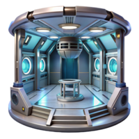 nostalgic splendid Space station interior, sleek metallic surfaces, artificial light, futuristic, sci fi style expertly shot png