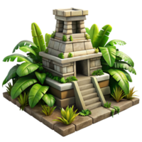 elegant urban An ancient Mayan temple, overgrown with jungle foliage, dappled sunlight, hyperrealistic, 8k, impeccable png