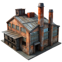 dreamy elegant An abandoned industrial factory, rusty metal, broken windows, eerie atmosphere, dimly lit, photorealistic, 4K png