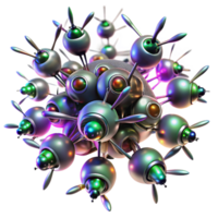 impressive unforgettable A swarm of nanobots forming intricate patterns in the air, illuminated by pulsating, multicolored lights. Dynamic, abstract lighting. Digital art style png