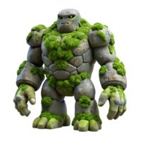 alluring victorian A towering stone golem covered in vibrant moss and lichen, overcast lighting, matte painting style detailed png
