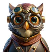 glorious classic A close up portrait of a steampunk owl, goggles and intricate brass mechanisms, dark, moody lighting, hyperrealistic style detailed png