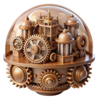 notable modern An intricate clockwork city, gears and cogs visible, steampunk style, sepia tones, top tier png