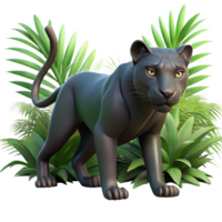 mesmerizing traditional A sleek panther stalking its prey in the jungle, low lighting, intense atmosphere authentic png