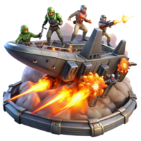 stunning dynamic nordic A group of space pirates boarding a derelict spaceship, laser fire illuminating the scene, smoke and debris filling the air. Comic book style, dynamic composition precision png