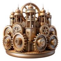 vibrant nordic An intricate clockwork city, gears and cogs visible, steampunk style, sepia tones, fine detail png