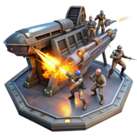 captivating futuristic A group of space pirates boarding a derelict spaceship, laser fire illuminating the darkness, chaotic and intense, comic book style 8K png