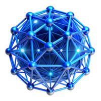 splendid classic An intricate network of interwoven threads, glowing with a vibrant blue light. Cyberpunk style precision png