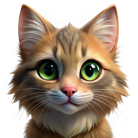 stunning celebrated Portrait of a playful kitten with fluffy fur, bright eyes, and a curious expression. Warm, soft lighting. Realistic animal portrait style png