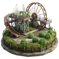 mysterious striking An abandoned amusement park, overgrown with weeds, rusty metal, eerie atmosphere, ultra HD png