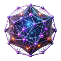 serene sought after An intricate web of interconnected lines and dots, forming a complex, abstract pattern, illuminated by a bright, neon glow, in a futuristic, data visualization style png
