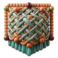 tranquil wonderful An intricate tapestry of woven threads, with varying thicknesses and textures, creating a complex, layered pattern. Macrame style authentic png