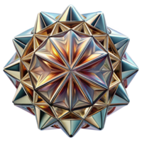 tranquil dazzling A kaleidoscope of tessellated triangles in metallic hues, reflecting a bright, directional light source, in an Art Deco style gallery standard png