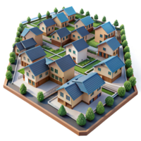 breathtaking impressionist A sprawling suburban housing development, aerial view, repetitive patterns, uniform architecture, sense of conformity and suburban sprawl detailed png