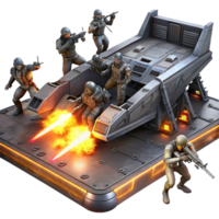 picturesque unparalleled A group of space pirates boarding a derelict spaceship, laser fire illuminating the chaotic scene. Dark, gritty lighting. Space opera style png