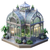 gorgeous dreamy urban A floating Victorian greenhouse filled with exotic plants, soft light, ethereal, highly detailed, authentic png