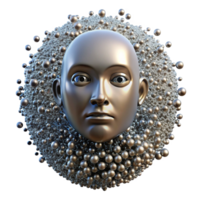 acclaimed traditional A swarm of nanobots forming a human face, shimmering metallic particles, dynamic lighting, abstract style ultra HD png