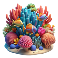 serene memorable A vibrant coral reef teeming with colorful fish, bathed in underwater sunlight, photorealistic style png
