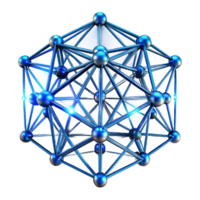 inspired geometric A network of glowing, interconnected lines forming a complex 3D structure, illuminated by pulsating blue light, futuristic style 4K png