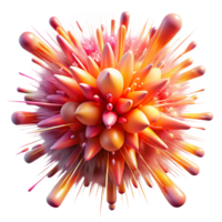 remarkable abstract A dynamic explosion of particles and light trails, in shades of vibrant pink and orange, with a futuristic, cyberpunk aesthetic sharp png