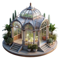 exceptional futuristic A floating Victorian greenhouse filled with exotic plants, soft light, ethereal, highly detailed, 4K png