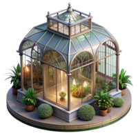 gorgeous whimsical geometric A floating Victorian greenhouse filled with exotic plants, soft light, ethereal, highly detailed, expertly shot png