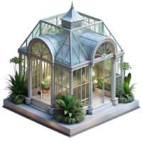 memorable surreal A floating Victorian greenhouse filled with exotic plants, soft light, ethereal, highly detailed, artisan png