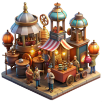sumptuous nordic A bustling steampunk marketplace, filled with vendors selling bizarre gadgets and automatons, warm gaslight illumination, a chaotic and vibrant scene studio quality png