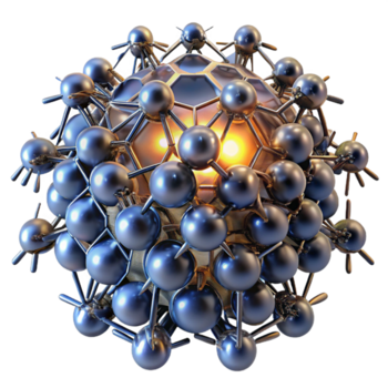 glorioso geometrico un' sciame di nanobot assemblaggio un' complesso struttura, illuminato di un' singolo fascio di luce, drammatico illuminazione, microscopico stile sapientemente tiro png