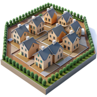majestic intense renaissance A sprawling suburban housing development, aerial view, repetitive patterns, uniform architecture, sense of conformity and suburban sprawl masterfully captured png