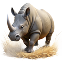 fascinating exceptional A powerful rhinoceros charging through the dry grasslands, its thick hide and horn detailed, in a dynamic, wildlife photography style png