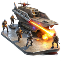 fascinating rustic A group of space pirates boarding a derelict spaceship, laser fire illuminating the scene, gritty and realistic style, dramatic chiaroscuro lighting masterfully captured png